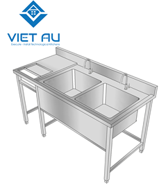 CHẬU RỬA ĐÔI CÓ LỖ XẢ RÁC BÊN TRÁI