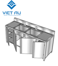 CHẬU RỬA ĐÔI - CÓ RAIL ĐỂ LY